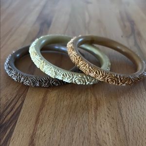 Brown and Cream Intricate Floral Bracelets Set